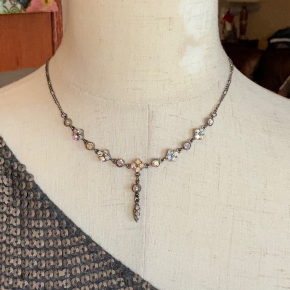 Unknown Jewelry - Pewter & Iridescent Stones Set of Necklace and Earrings, NWT